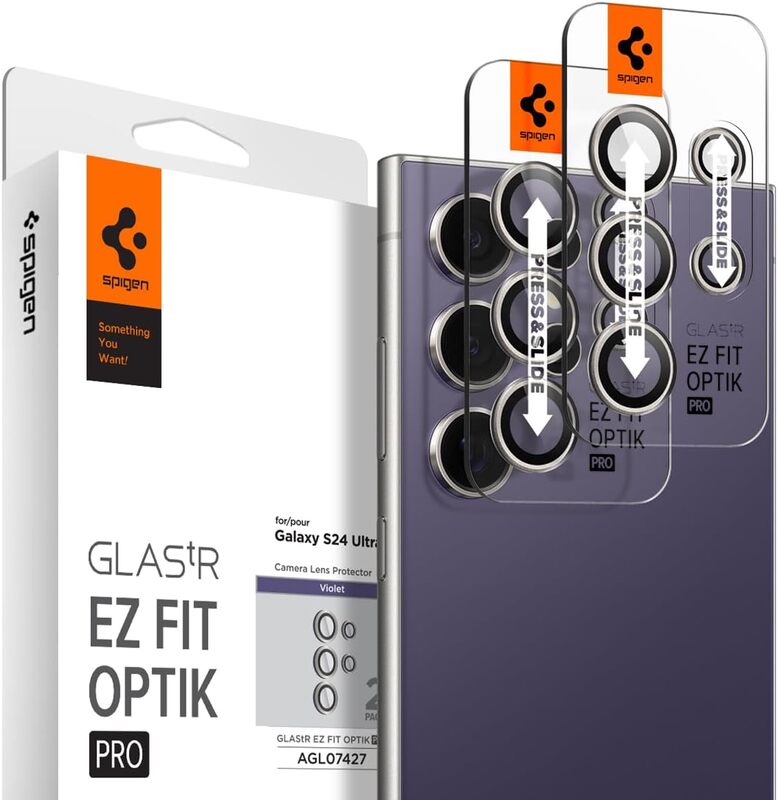 Spigen Samsung Galaxy S24 ULTRA Camera Lens Screen Protector Glastr Ez Fit Optik PRO - Violet (2 Pack)